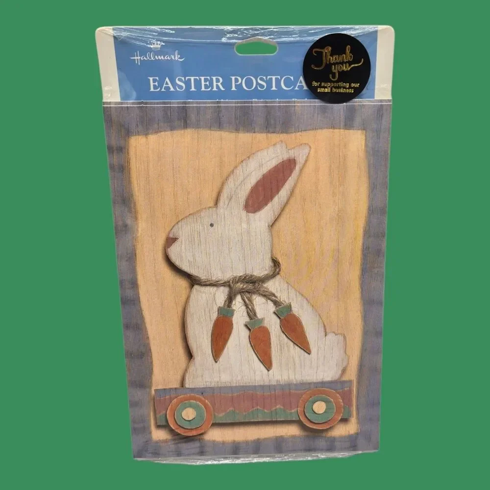 Sealed 8-Pack 1990s Easter Hallmark Postcards White Bunny Carrot Necklace Cart